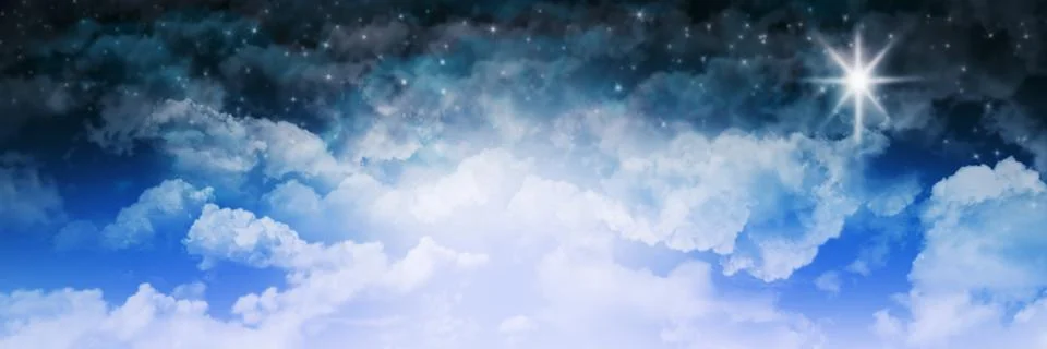 Blue Cloud Starry Sky Background. Christmas Winter Concept Illustration Stock Photos