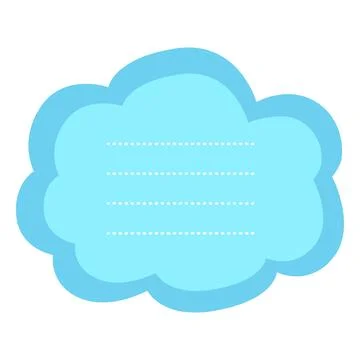 Blue cloud sticky note memo element with dotted lines Stock Illustration