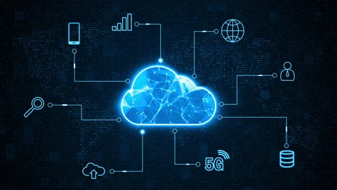 Blue cloud storage connection  futuristic technology abstract background Stockbeeldmateriaal 152674231