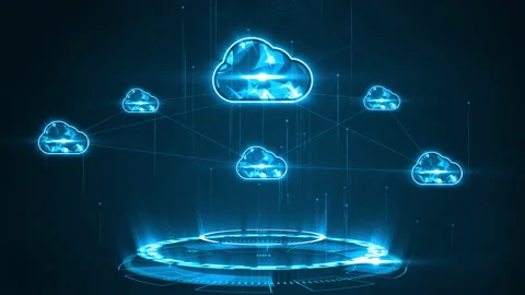 Blue cloud storage connection technology futuristic abstract background Stock Footage 151815667