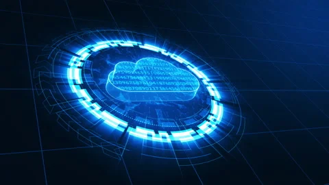 Blue cloud storage with rotation circle technology abstract background Stock Footage 141113539