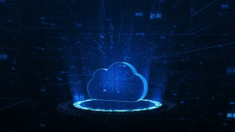 Blue cloud storage with rotation circle technology abstract background Stockbeeldmateriaal 143380449