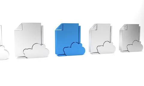 Blue Cloud storage text document icon isolated on white background. Minimal.. Stock Illustration
