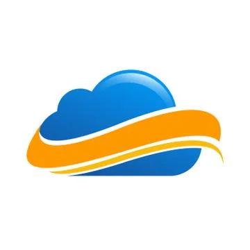 Blue Cloud Tech Logo Vector Stock Illustration