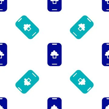 Blue Cloud technology data transfer and storage icon isolated seamless pattern Stock Illustration