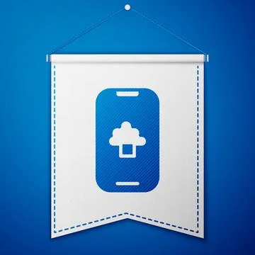 Blue Cloud technology data transfer and storage icon isolated on blue background Illustrazione stock