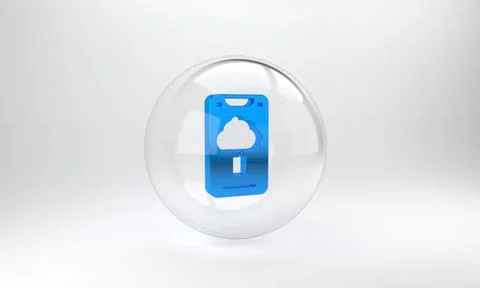 Blue Cloud technology data transfer and storage icon isolated on grey backgro Illustrazione stock