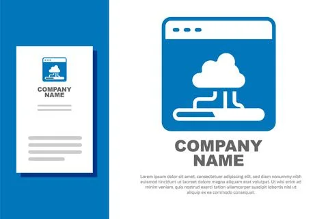 Blue Cloud technology data transfer and storage icon isolated on white 스톡 일러스트