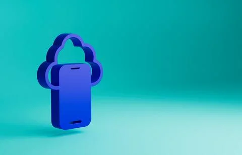 Blue Cloud technology data transfer and storage icon isolated on blue background Illustrazione stock