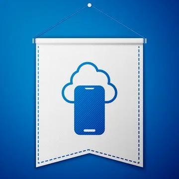 Blue Cloud technology data transfer and storage icon isolated on blue backg.. イラスト素材
