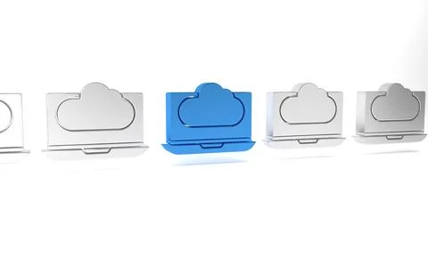 Blue Cloud technology data transfer and storage icon isolated on white back.. Stock Illustration