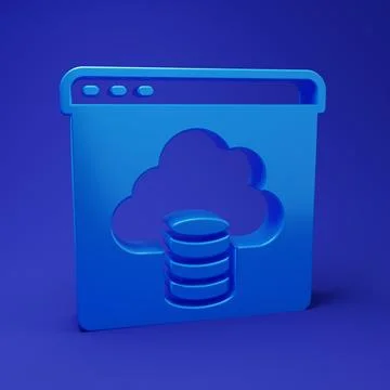 Blue Cloud technology data transfer and storage icon isolated on blue backg.. イラスト素材