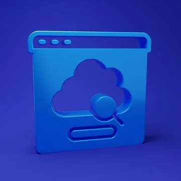 Blue Cloud technology data transfer and storage icon isolated on blue backg.. Illustrazione stock