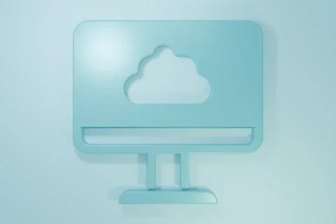 Blue Cloud technology data transfer and storage icon isolated on blue backg.. 스톡 일러스트