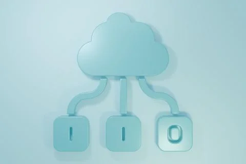 Blue Cloud technology data transfer and storage icon isolated on blue backg.. イラスト素材