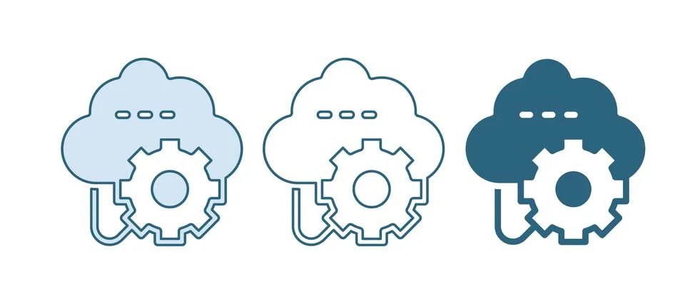 Blue Cloud technology data transfer and storage icon isolated on white back.. イラスト素材