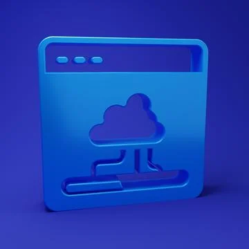 Blue Cloud technology data transfer and storage icon isolated on blue backg.. Stock Photos