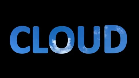 Blue cloud text animation with sky background moving on black screen with video 動画素材 344516828