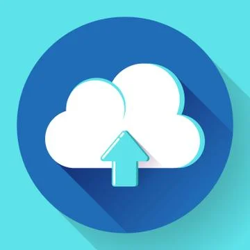 Blue Cloud Upload icon Stock Illustration