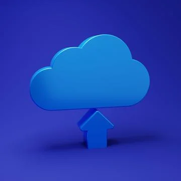 Blue Cloud upload icon isolated on blue background. Minimalism concept. 3D .. イラスト素材