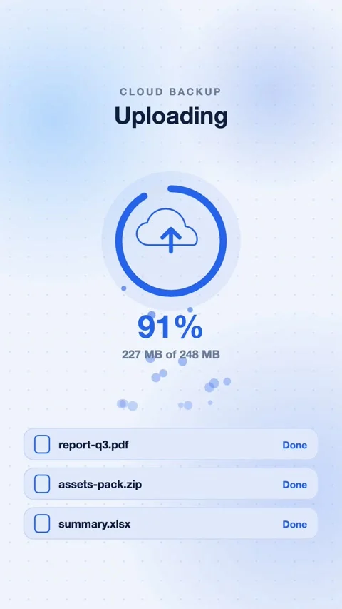 Blue Cloud Upload With A Rising Particle Stream Vertical Animated UI Background Stock Footage 343851743