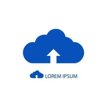Blue cloud with uploading sign as logo Stock Illustration