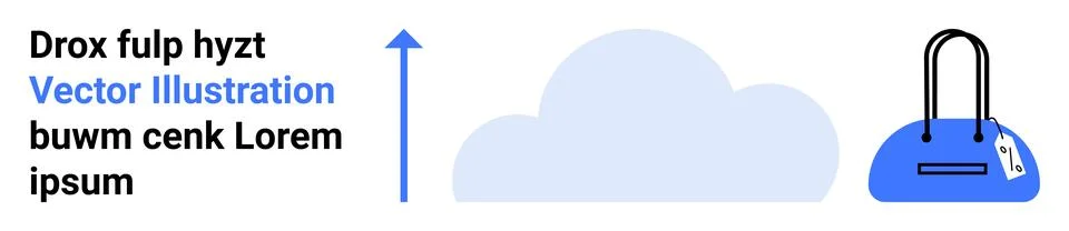 Blue cloud with upward arrow representing data transfer or cloud storage. Sec イラスト素材