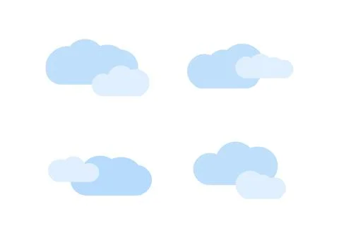 Blue cloud vectors isolated on white background ep161 Stock Illustration