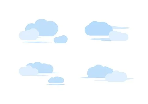 Blue cloud vectors isolated on white background ep160 Stock Illustration