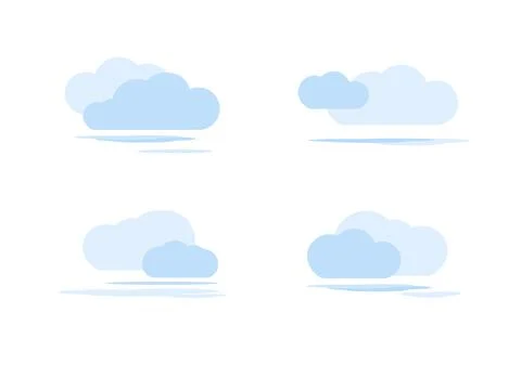 Blue cloud vectors isolated on white background ep162 Stock Illustration
