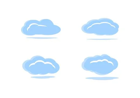 Blue cloud vectors isolated on white background ep158 Stock Illustration