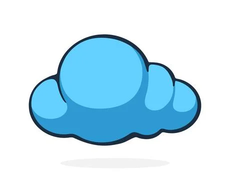 Blue cloud. Weather symbol. Vector illustration. Hand drawn cartoon clip art Stock Illustration