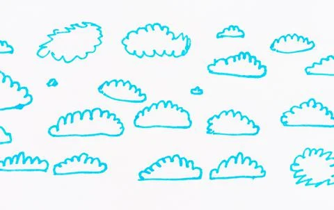 Blue clouds. A child hand drawing Stock Illustration