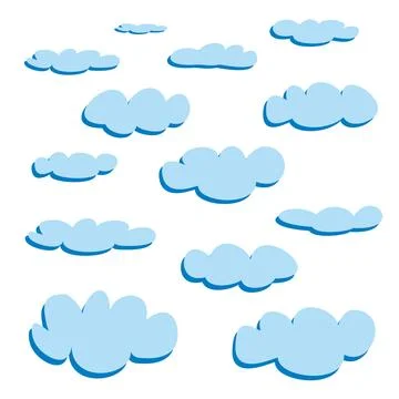 Blue clouds isolated on white background Stock Illustration