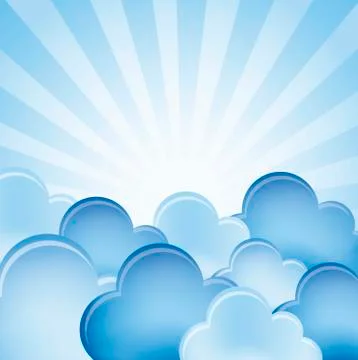 Blue clouds over blue background. vector illustration Stock Illustration