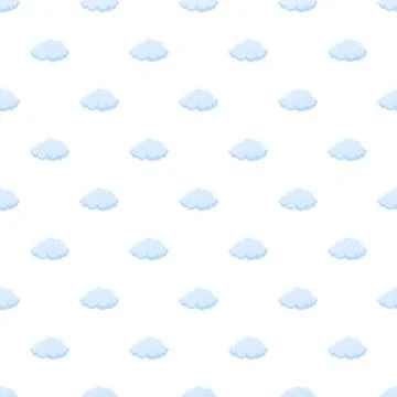 Blue clouds seamless pattern on white background Stock Illustration