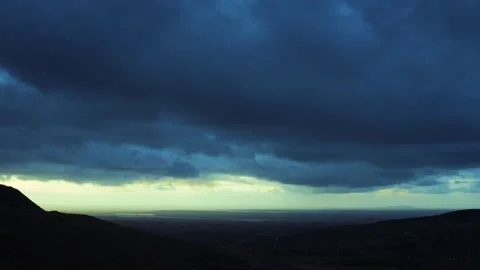Blue clouds from a storm in Wales. Stock Footage 142274150