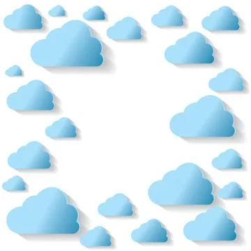Blue Clouds On White Background Vector Illustration Stock Illustration