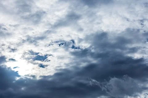 Blue cloudy sky background or texture Stock Photos