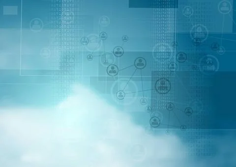 Blue cloudy sky vector tech background Blue cloudy sky abstract tech backg... 写真素材