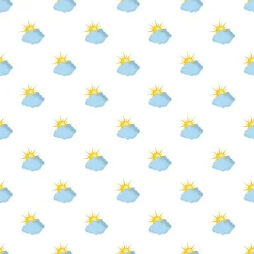 Blue cloudy sun pattern seamless イラスト素材