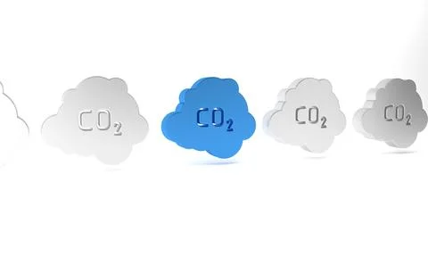Blue CO2 emissions in cloud icon isolated on white background. Carbon dioxi.. Stock Illustration