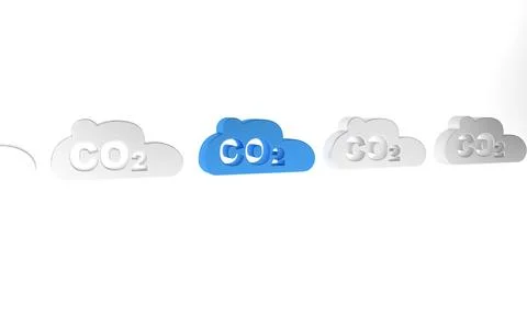 Blue CO2 emissions in cloud icon isolated on white background. Carbon dioxi.. Stock Illustration
