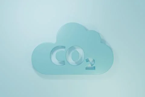 Blue CO2 emissions in cloud icon isolated on blue background. Carbon dioxid.. Stock Illustration