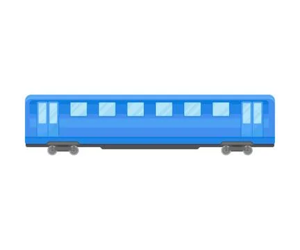 Blue Coach Of Suburban Electrical Train Flat Vector Illustration Stock Illustration