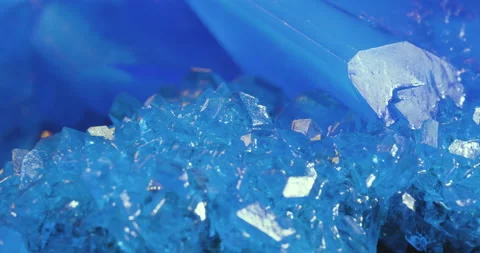 Blue Cobalt crystal close-ups. Brilliant mineral mined from the ground Stock-Footage 145474880