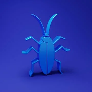 Blue Cockroach icon isolated on blue background. Minimalism concept. 3D ren.. Stock Illustration
