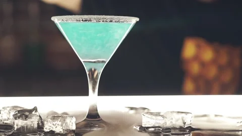 Blue cocktail at the bar Stock Footage 119374130