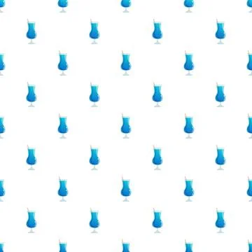 Blue cocktails creating refreshing summer drink seamless pattern Stock Illustration