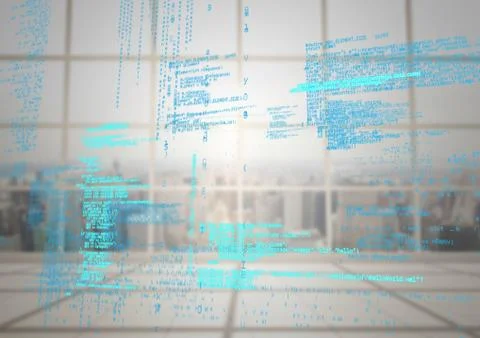 Blue code against blurry window Stockillustratie